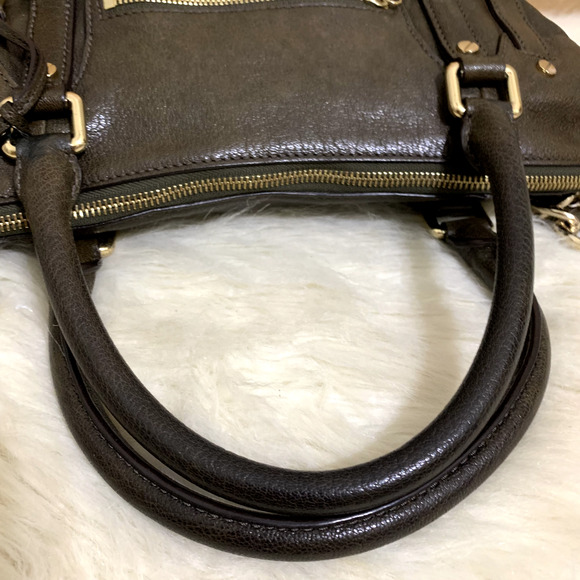 MICHAEL KORS Dark Olive Green Leather Belted Trim MCGRAW Slim Satchel w/Strap - Picture 7 of 16